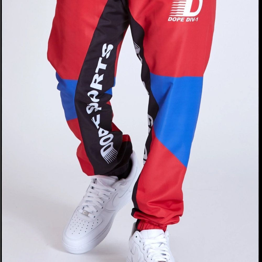 DOPE Sports Red and Blue Windbreaker Style Mens Joggers Sz Small
